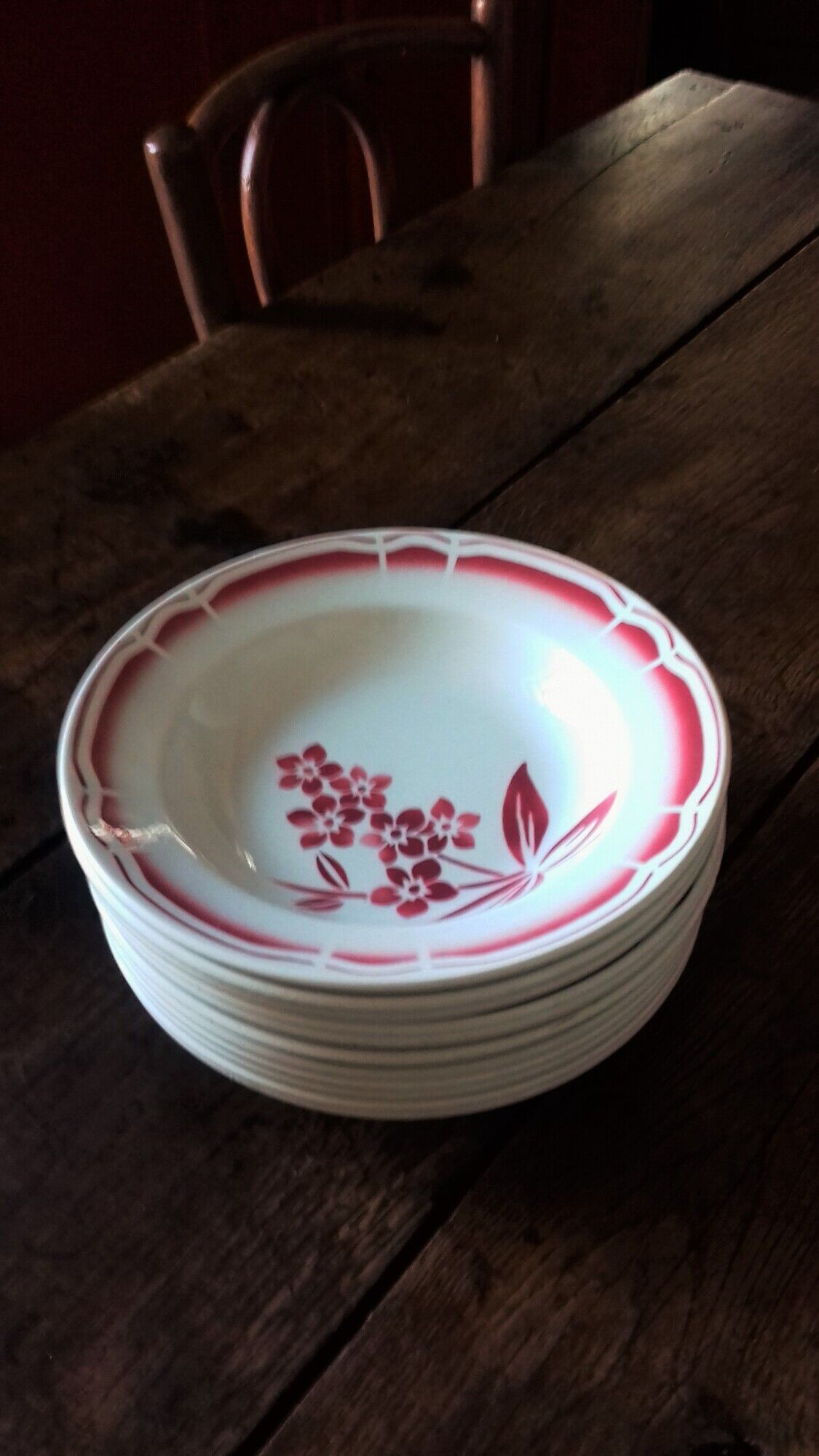 Lot 12 hollow plates Badonviller porcelain