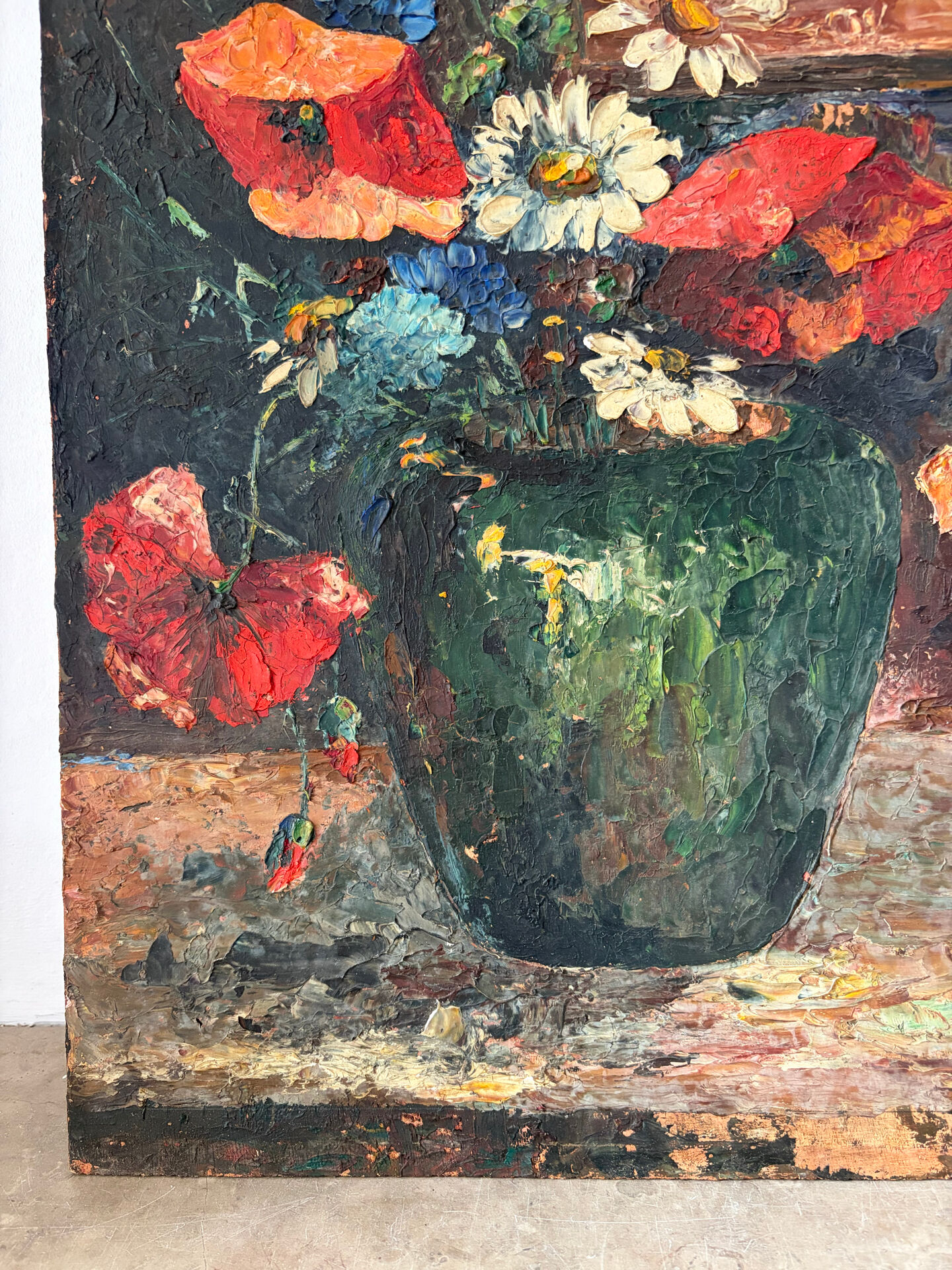 Wildflower bouquet, window with a view, oil on panel 1934
