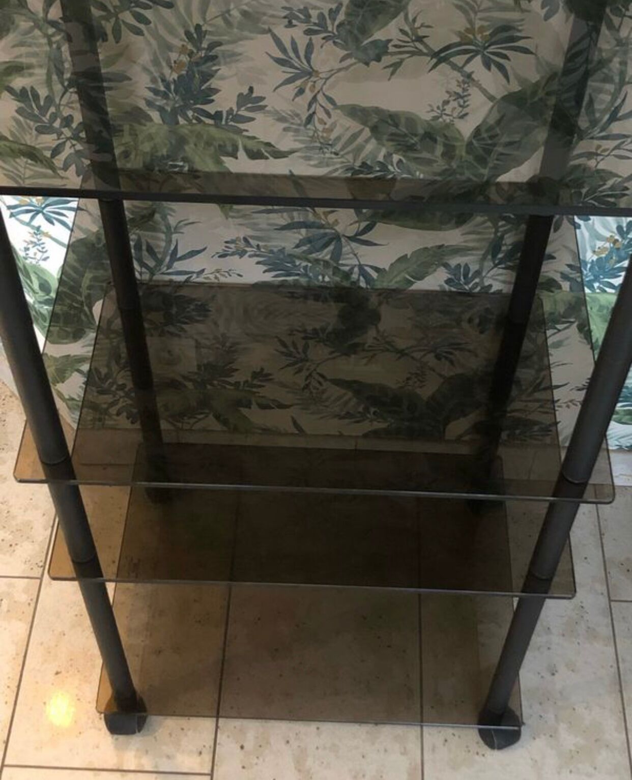 Service, TV stand on wheels in smoked glass Erard