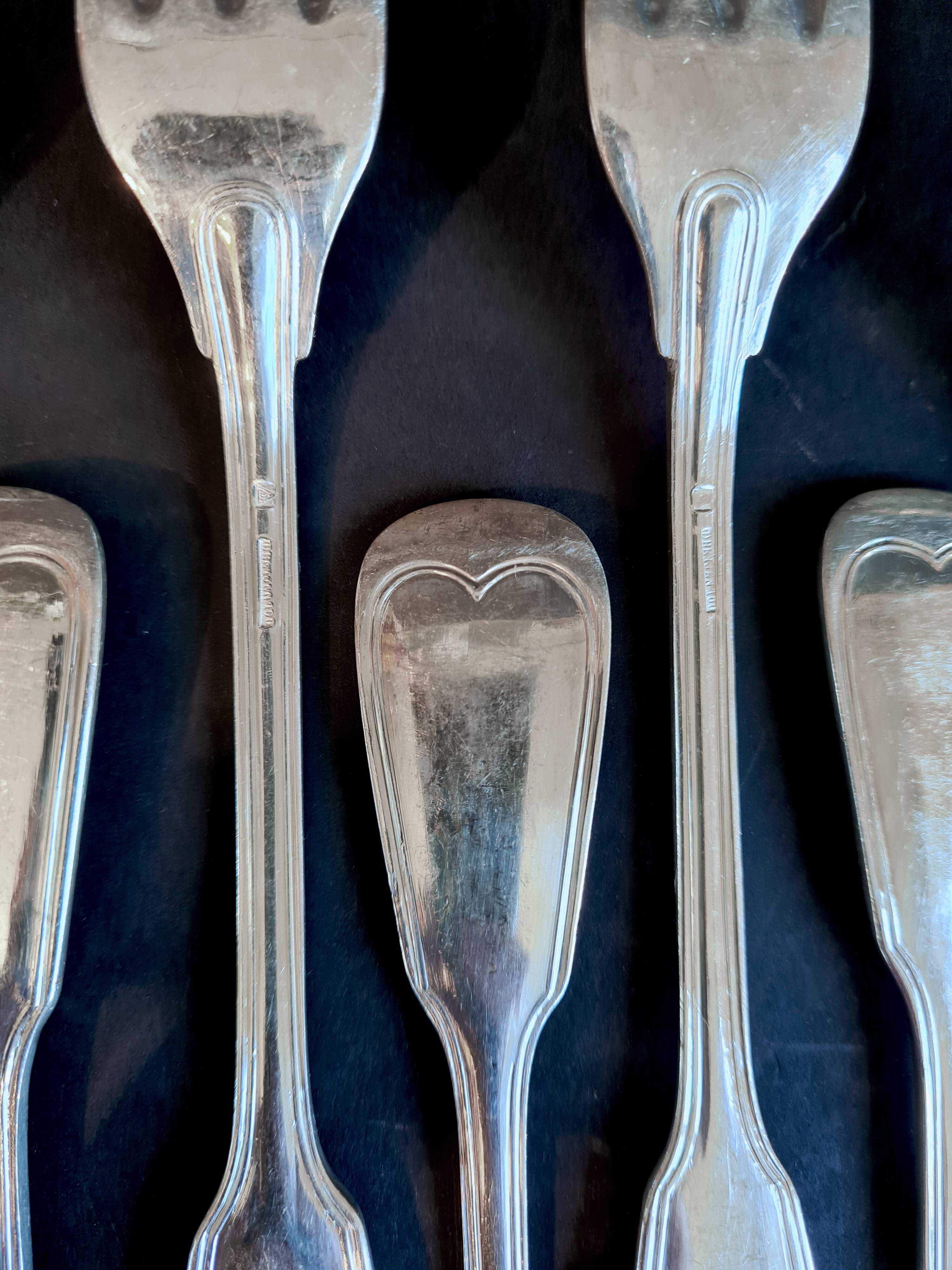 24-piece silver-plated metal cutlery set "Deettjean 190" and their box - Filet de Coeur model - Ref 11