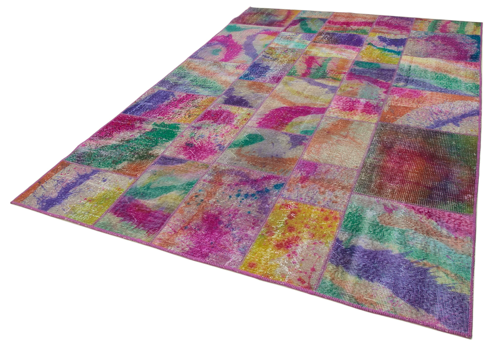 Handmade Turkish Overdyed 200 cm x 300 cm Multicolor Patchwork Carpet