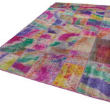 Handmade Turkish Overdyed 200 cm x 300 cm Multicolor Patchwork Carpet