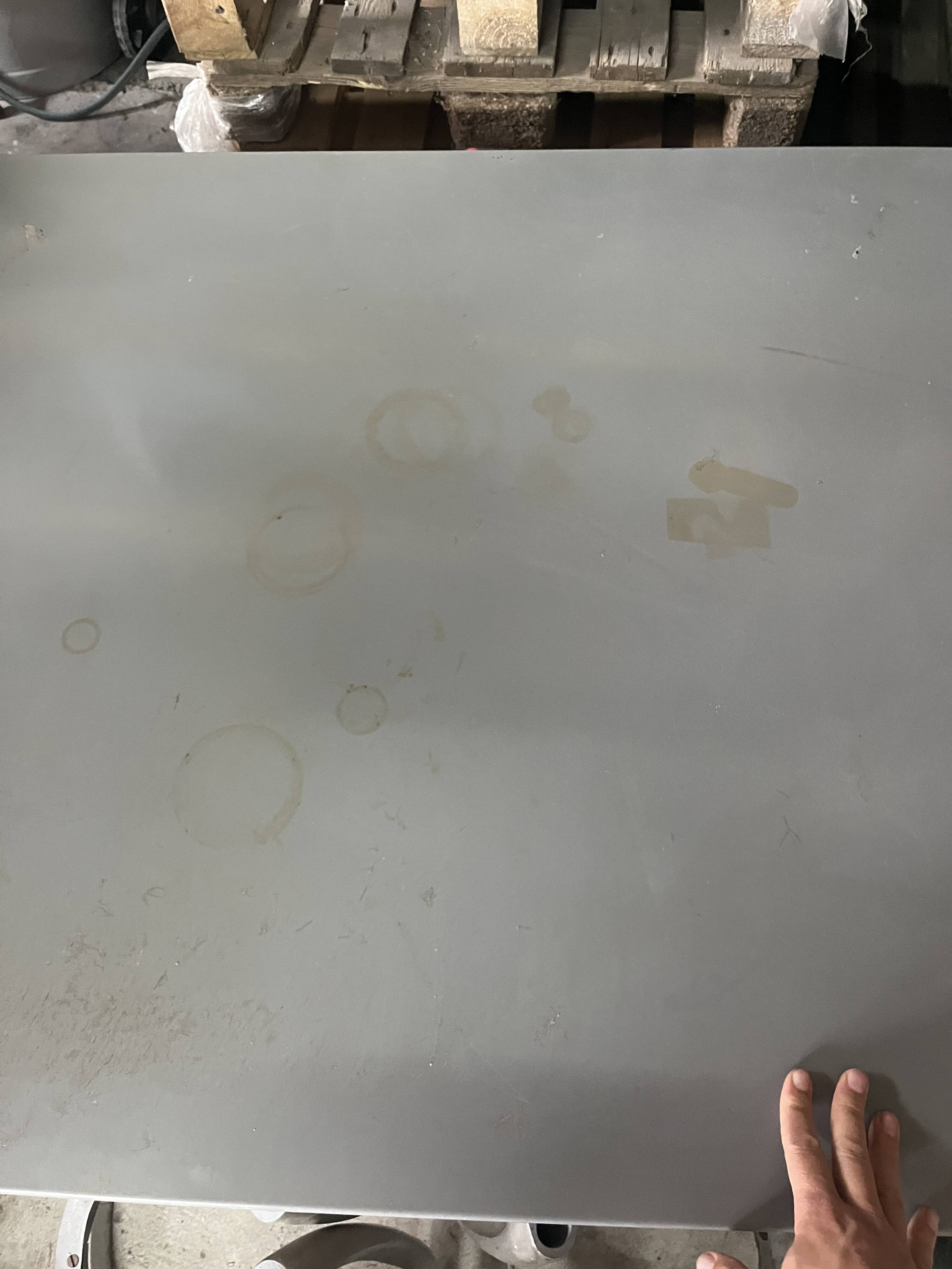 Grand 'Less' grey powder-coated aluminium dining table by Jean Nouvel for Tecno, minimalist 1990s