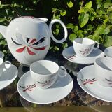 Service en porcelaine à café -ancien signé Roussel J. décor marguerite