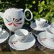 Coffee porcelain service -old signed Roussel J. decoration daisy