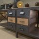 Industrial sideboard from metal and wood factory 1950