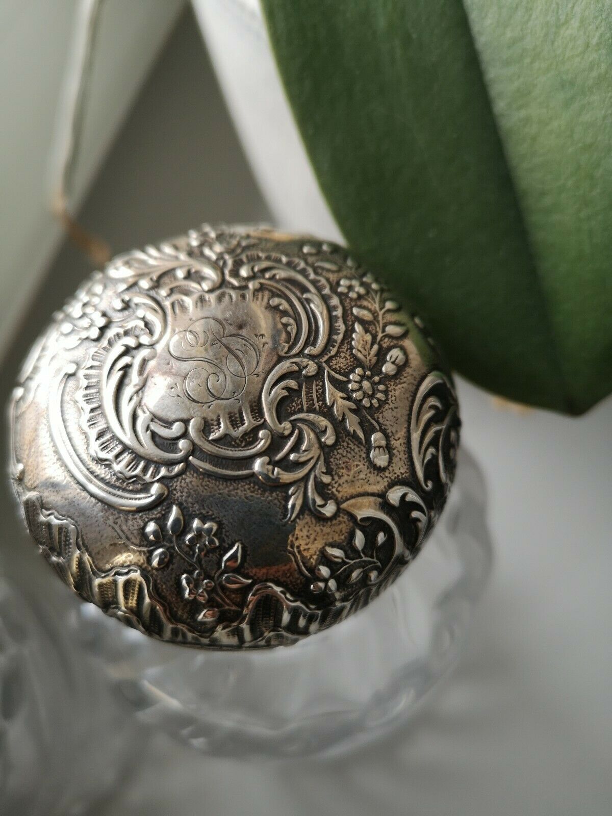 Lot of 2 crystal bottles model bamboo solid silver cap