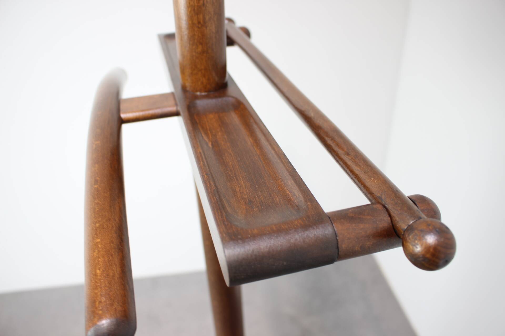 Vintage wooden clothes rack by TON, Czechoslovakia, circa 1960.