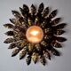Floral wall lamp sun, golden metal, italy, 1970