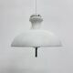 Vintage glass hanging lamp with metal shade minimalist design, 1970s