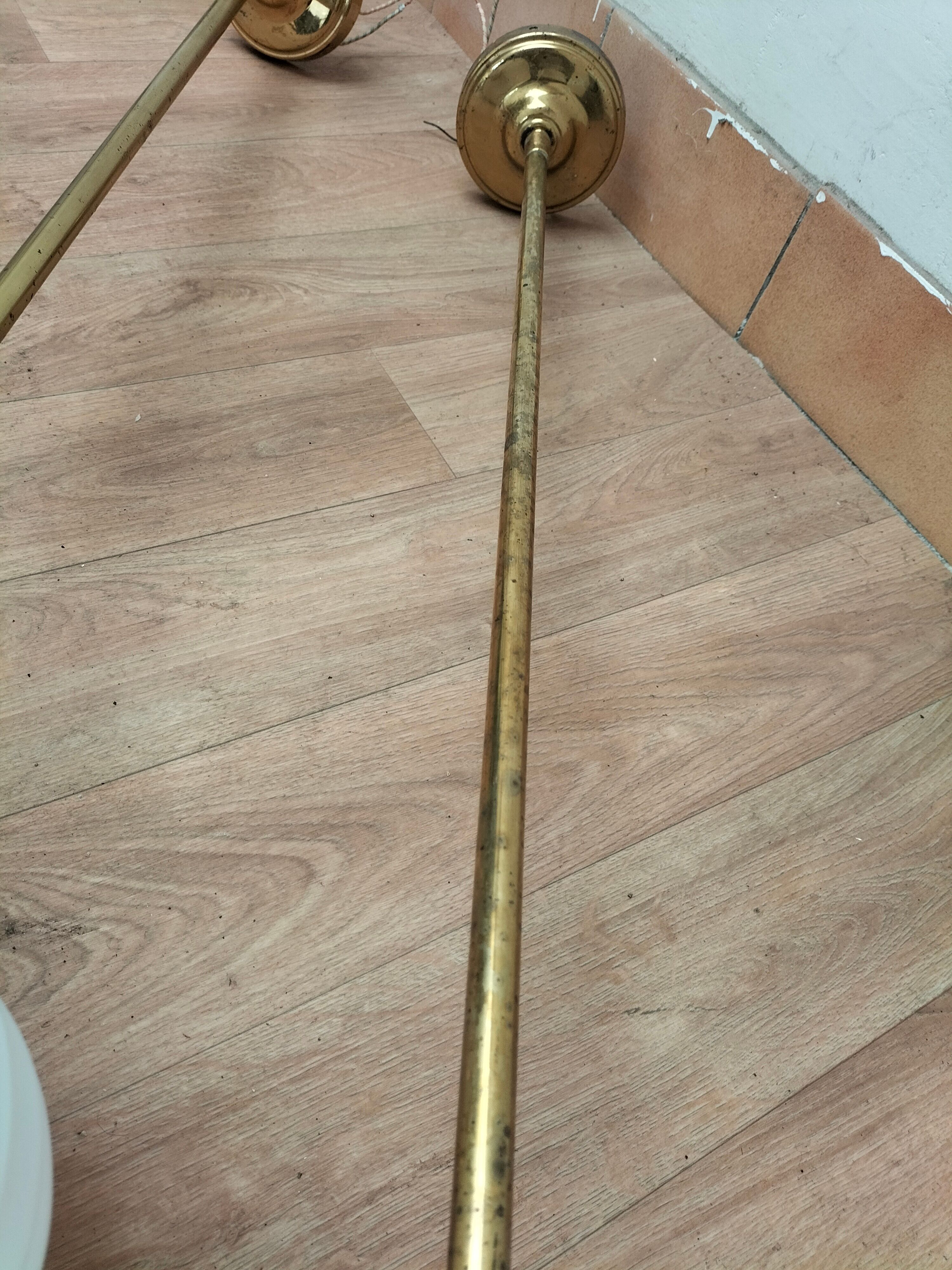 Pair brass and glass chandeliers