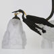 Art deco wrought iron chandelier - signed ros (degué) decoration birds