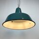 Lampe d'usine industrielle en émail vert, années 1960