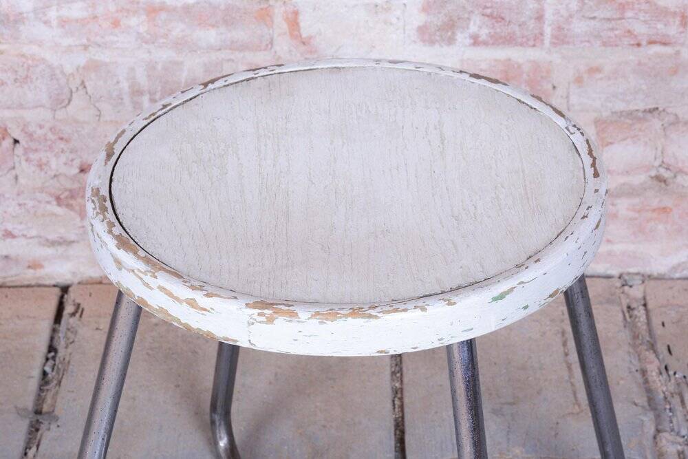 Bauhaus Stool in Beech, Chrome, and Steel from Mücke-Melder, Czech, 1930s