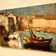 Painting oil HST signed Pierre L Marie Marine View of a South Port of the France 1900
