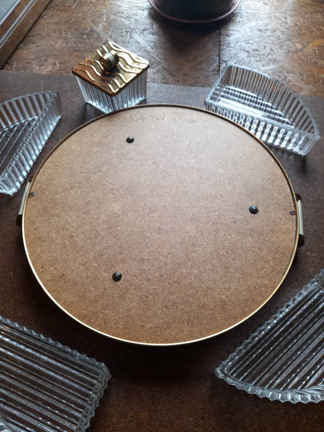 Mirror tray and glass compartment