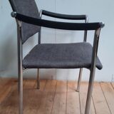 Suite of 4 contemporary armchairs in chrome-plated metal