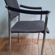 Suite of 4 contemporary armchairs in chrome-plated metal