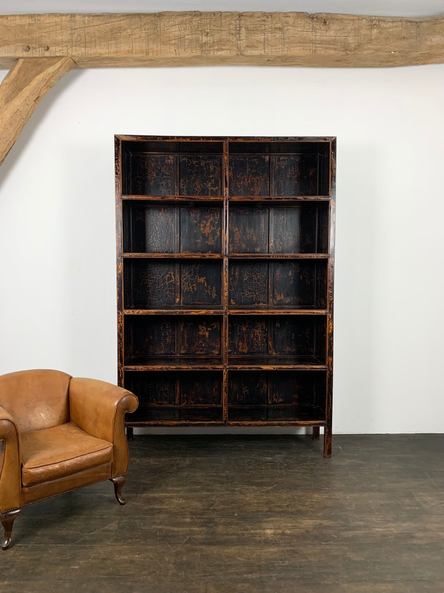 Vintage bookcase asian black