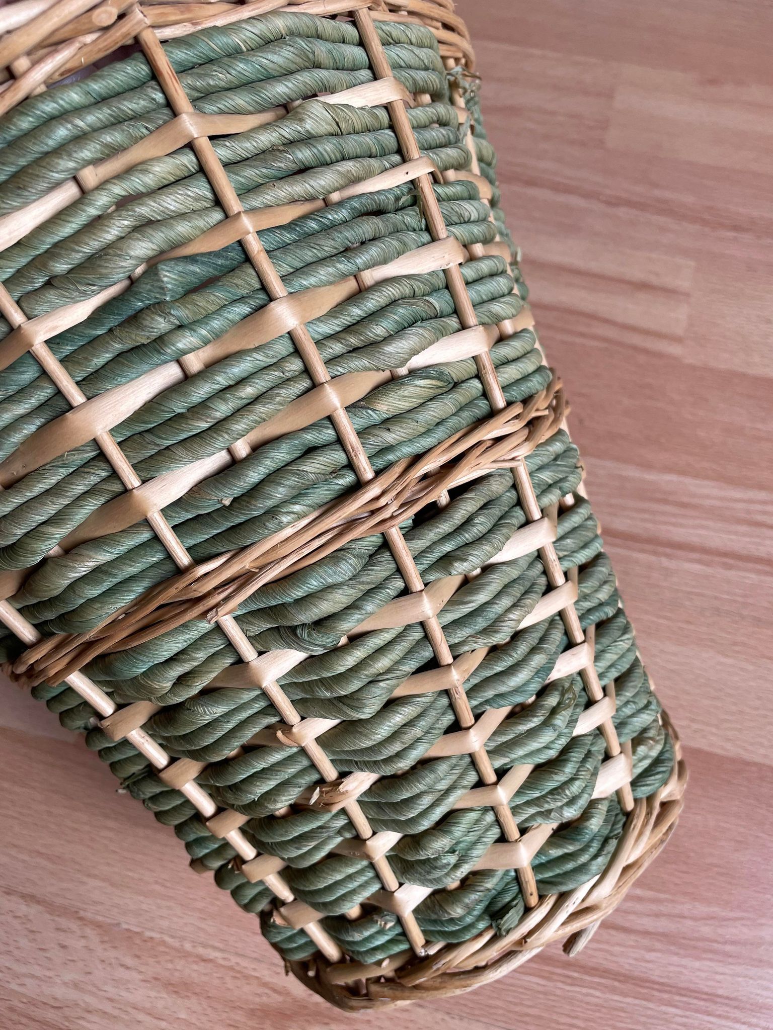 Green wicker basket