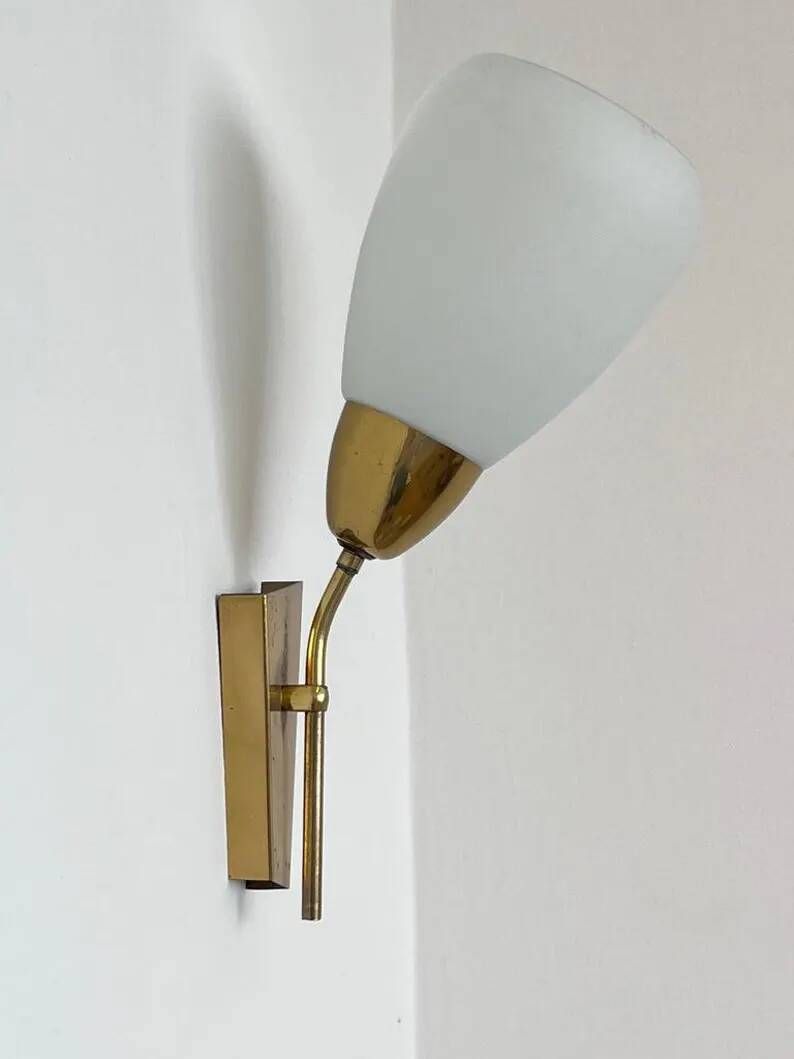 Mid Century Brass and Glass Wall Light/lamp by Kamenicky Senov - around 1970s