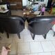 Two Chesterfield armchairs