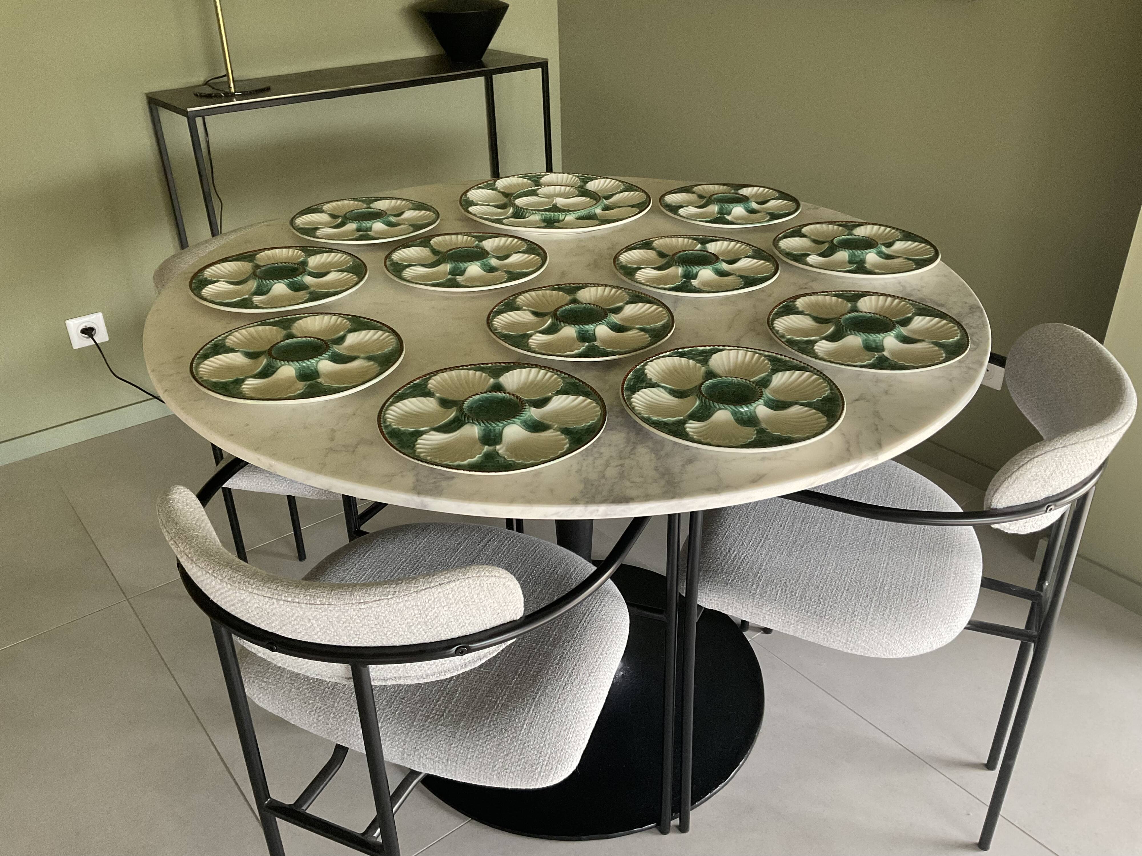 6 oyster plates and Longchamps barbotine dish