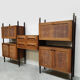Rare Italian midcentury design modular teak webbing wall unit cabinet