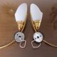 Paire d'appliques en opaline et laiton années 50 60