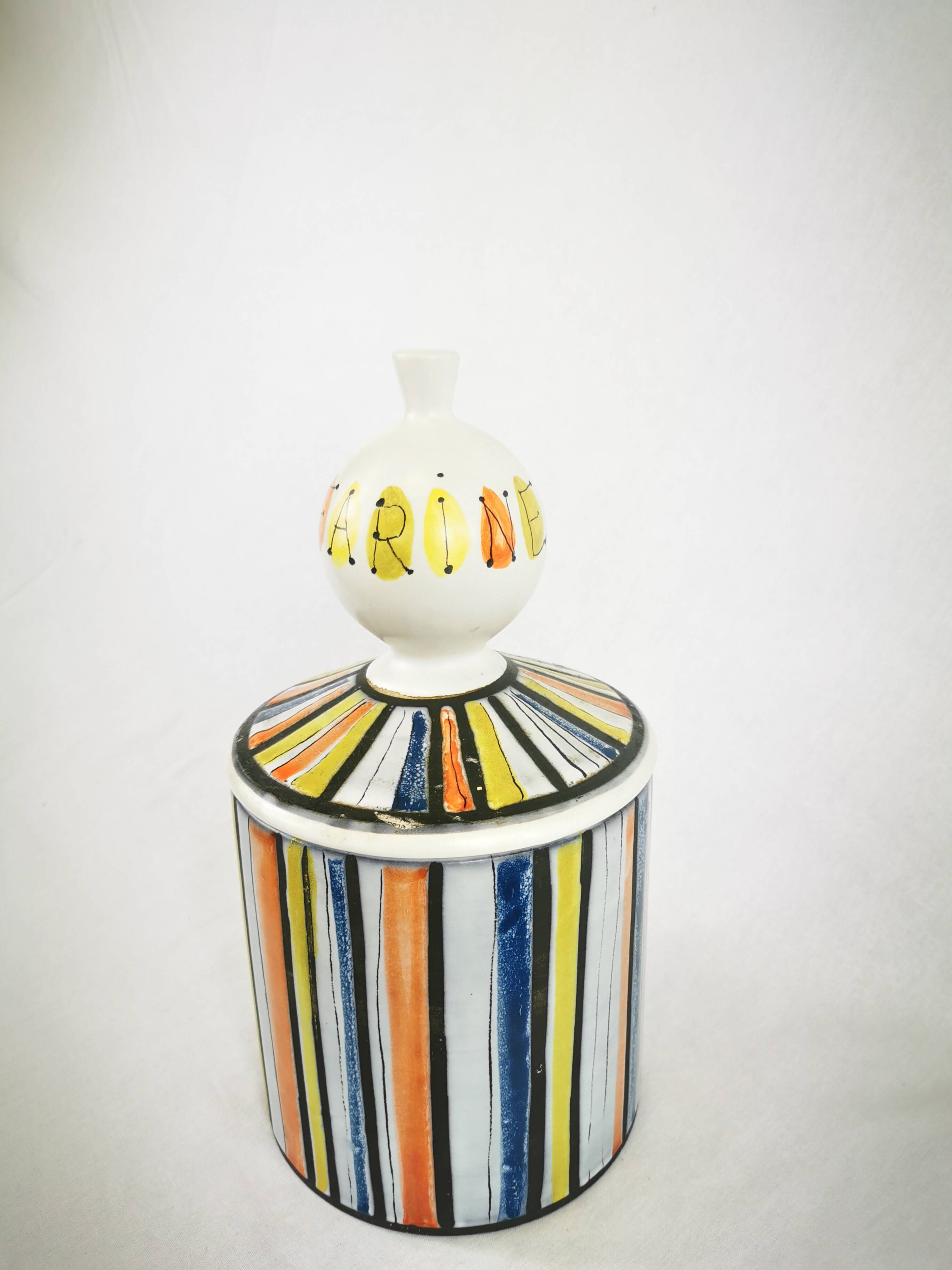 Ceramic Pot "flour" Signed Roger Capron Vallauris