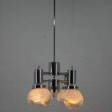 Murano Glass & Chrome Chandelier, Italy, 1970s