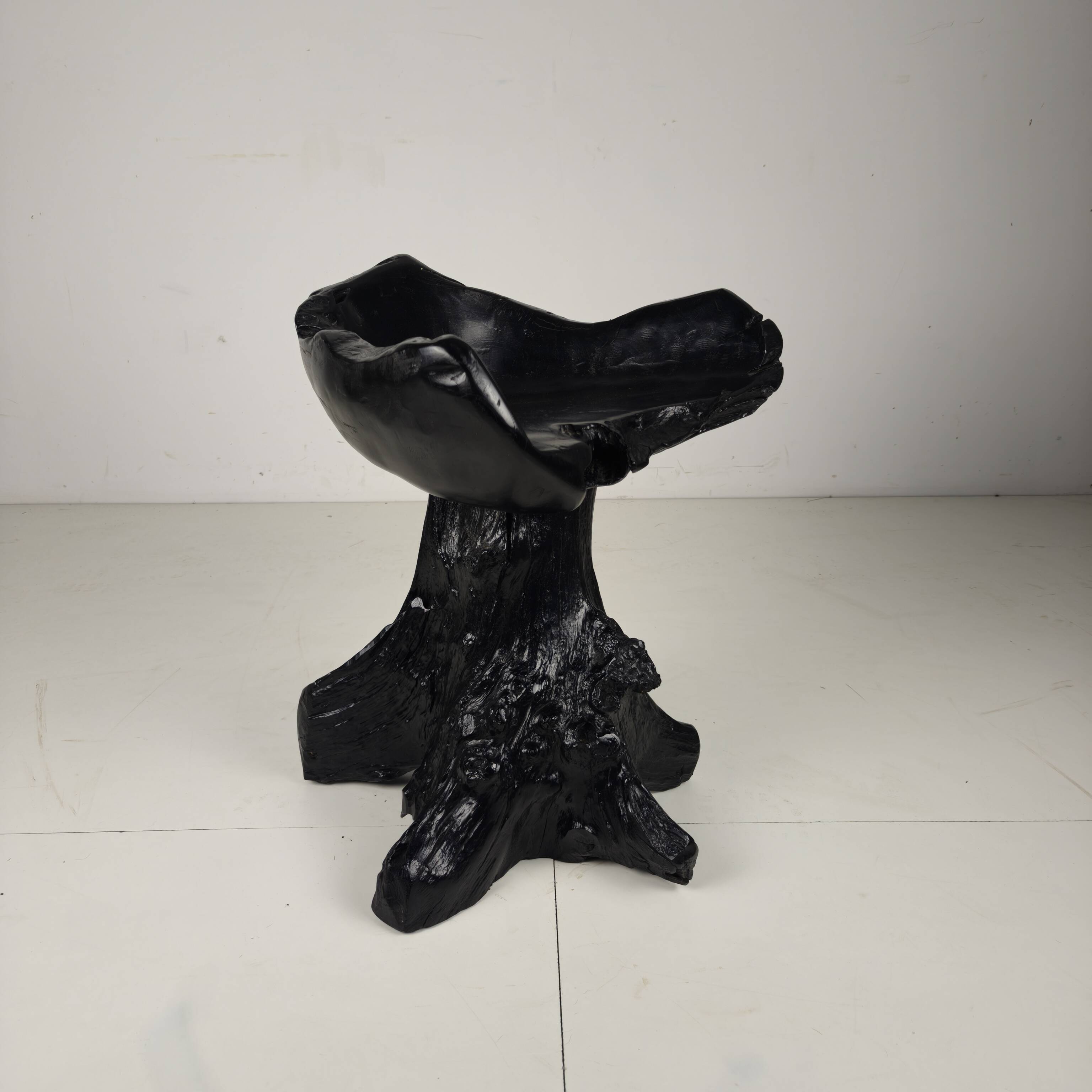Mid-Century Black Tree Stump Chair