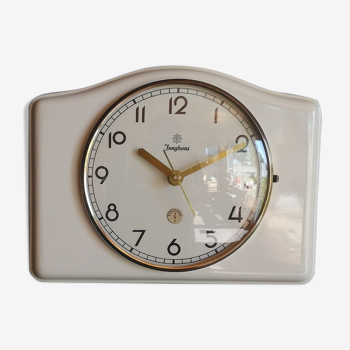 Vintage ceramic clock silent rectangular wall clock "Junghans white"