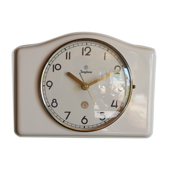 Vintage ceramic clock silent rectangular wall clock "Junghans white"