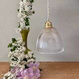 Vintage tulip pendant light in ribbed glass