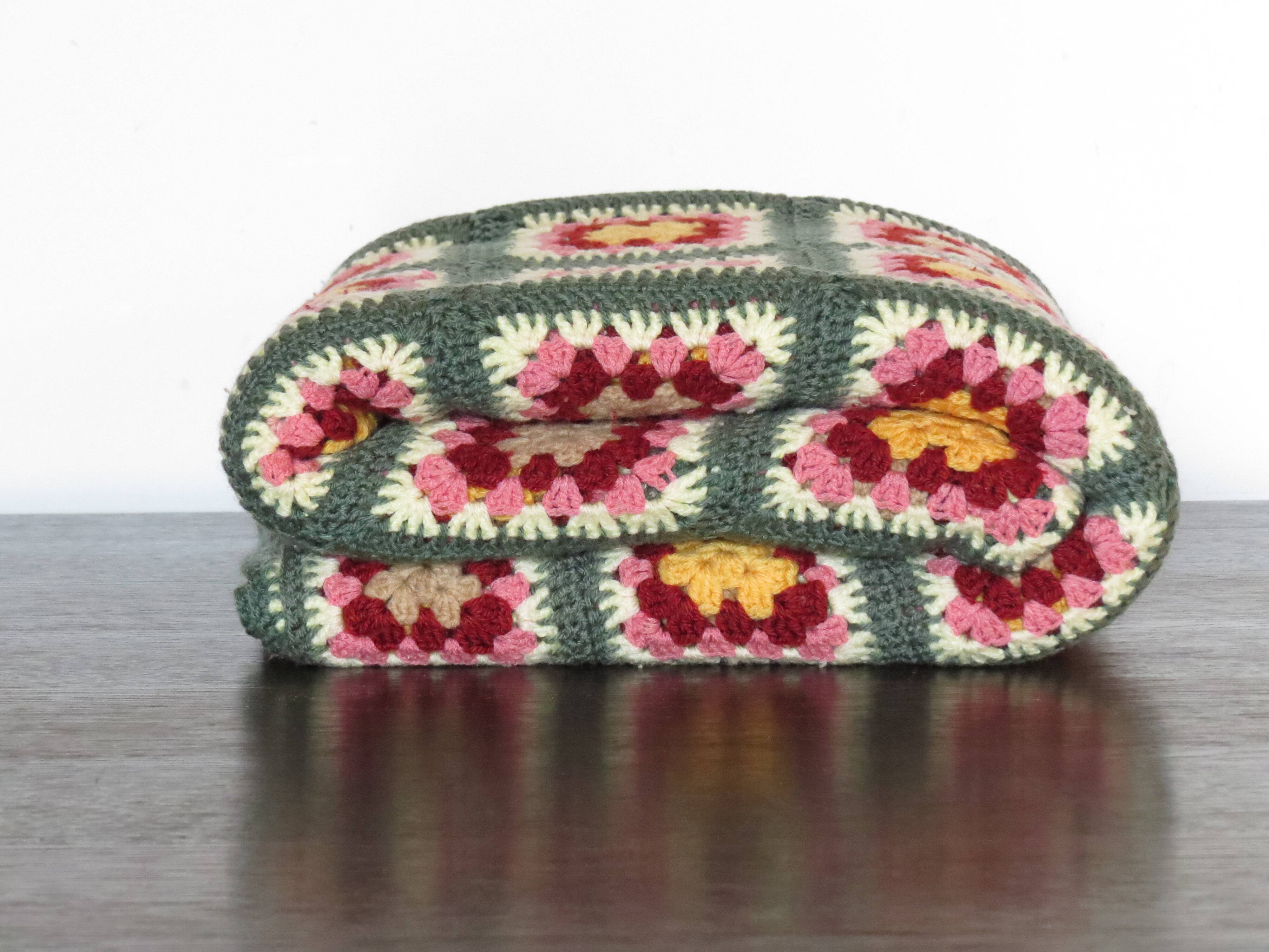 70's crochet blanket - handmade -
