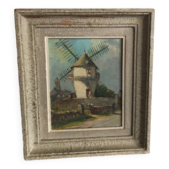 Huile sur toile Moulin