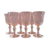 Lot of 6 pink glass walking glasses