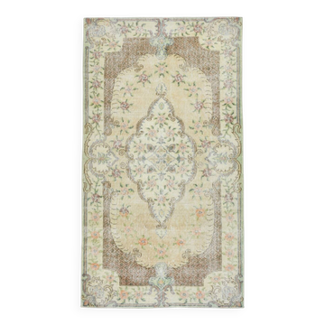 Tapis turc jaune clair et marron, 114 x 204 cm