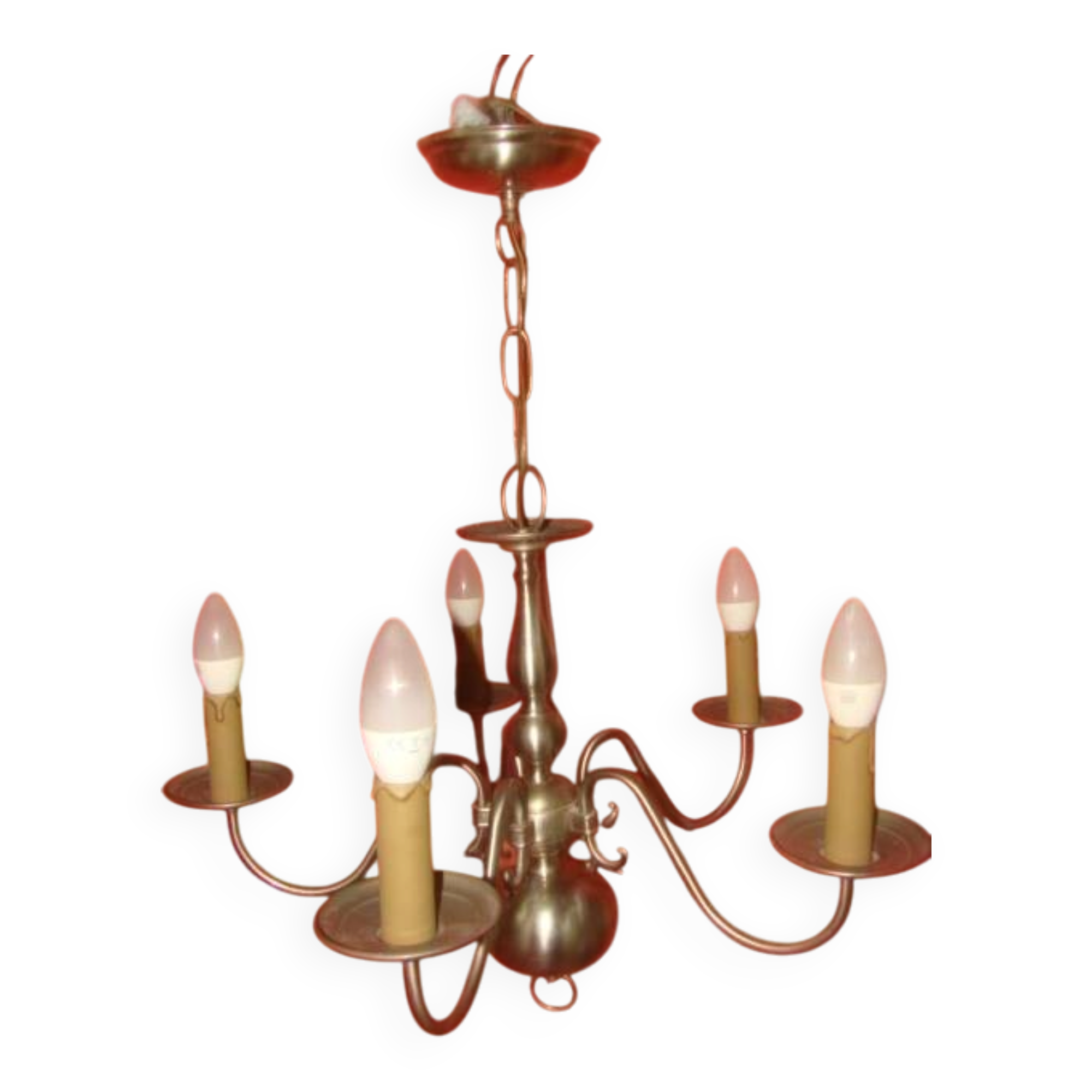 five-armed chandelier in white metal