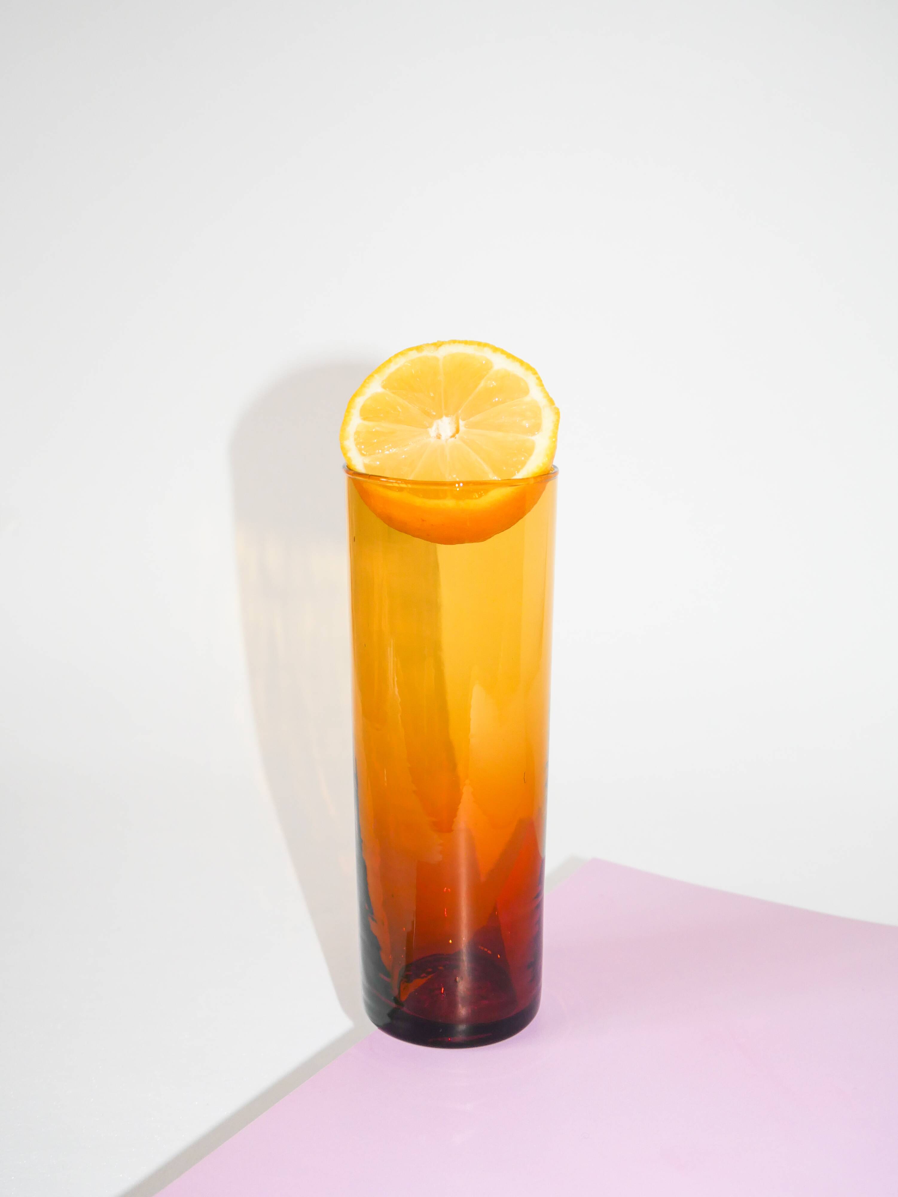 Set of 5 amber Long Drink glasses, 1970