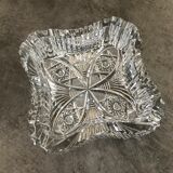 Ashtray crystal cup with patterns of massive square shape 16 cm