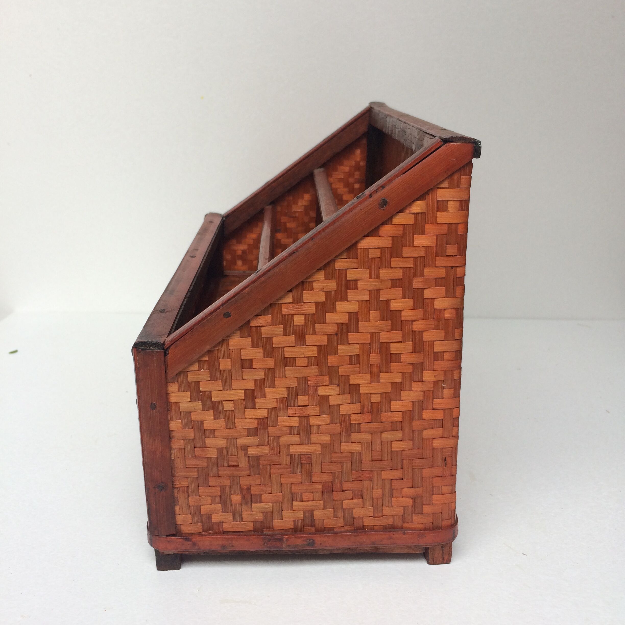 Vintage wicker desk letter holder