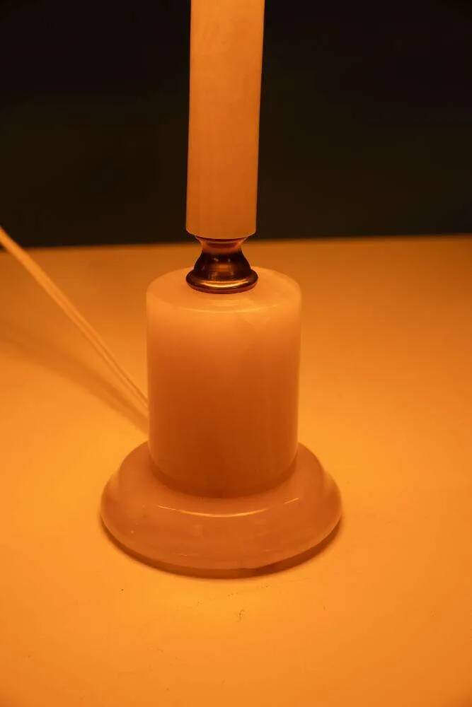 Bohemian chic natural stone table lamp, mid-century onyx table lamp.