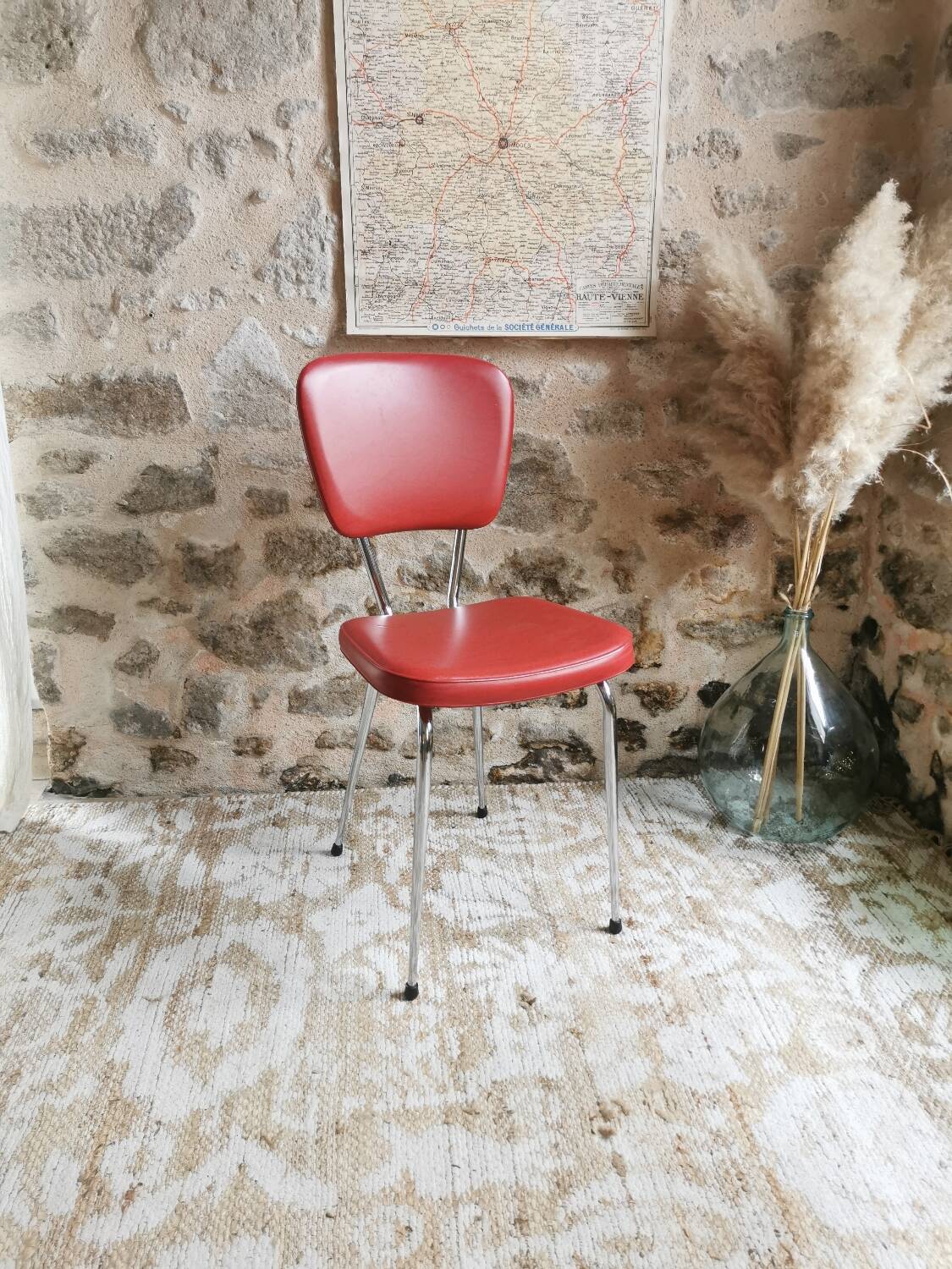 Vintage 60s chair in red leatherette