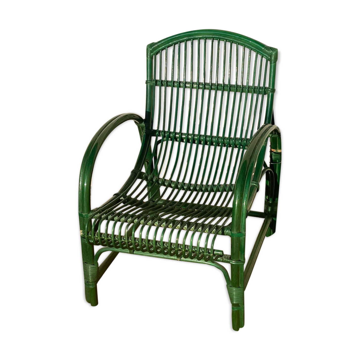 Green rattan armchair