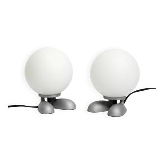 Pair of 1990s table lamps with a cast aluminum base by Sompex