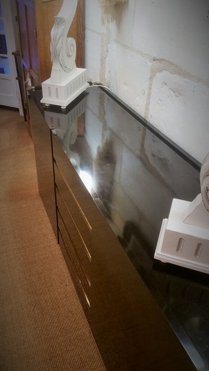 Lacquered and brass sideboard edited by Marie Sabot in the 70