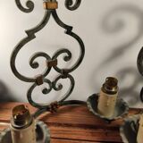 Pair of antique wrought iron wall lights gilbert poillerat baroque 1940
