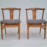Danish design 70s, pair of dining chairs, solid oak